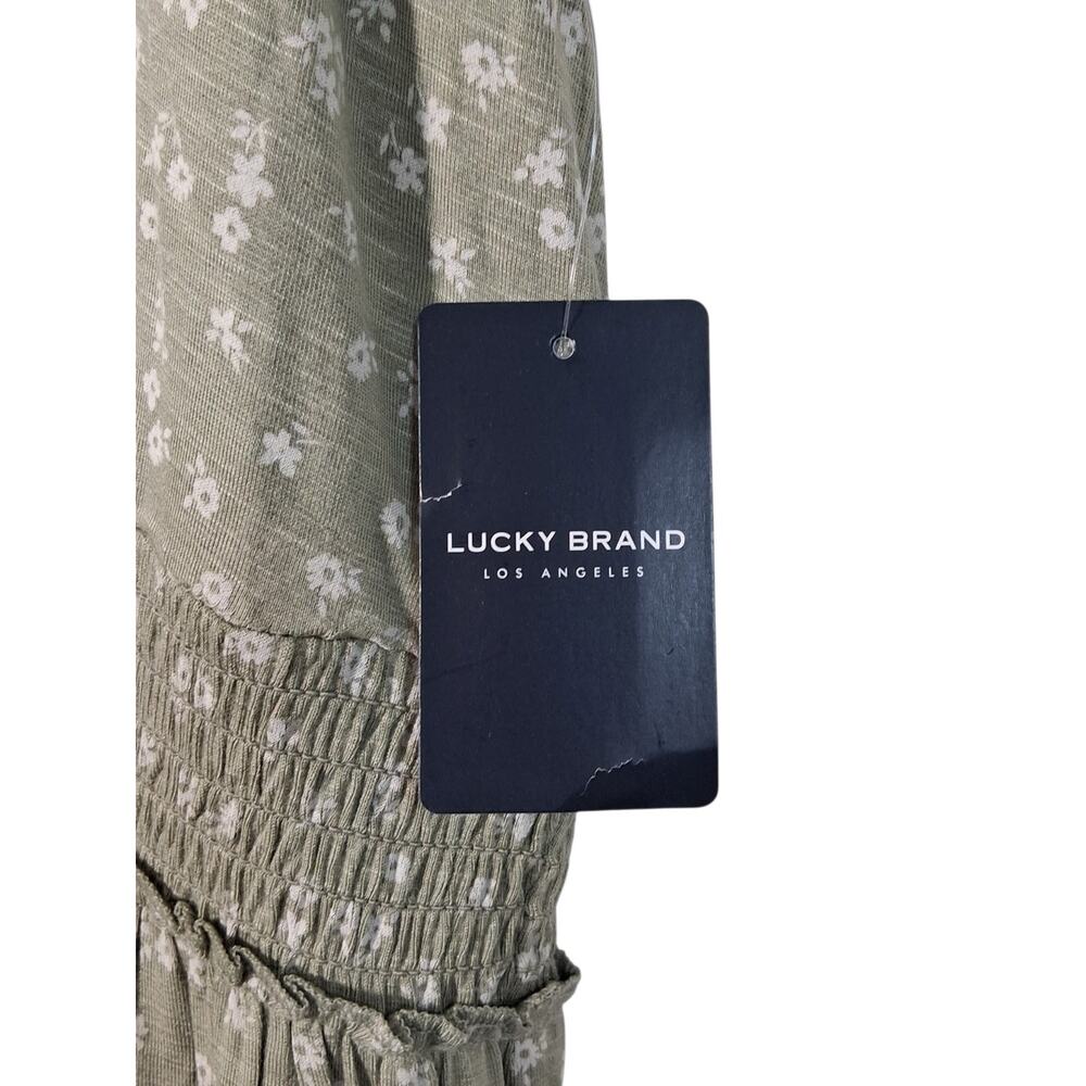 NWT Lucky Brand LA Womens XXL Sage Green Floral Maxi Dress Boho Cottagecore - Picture 7 of 12